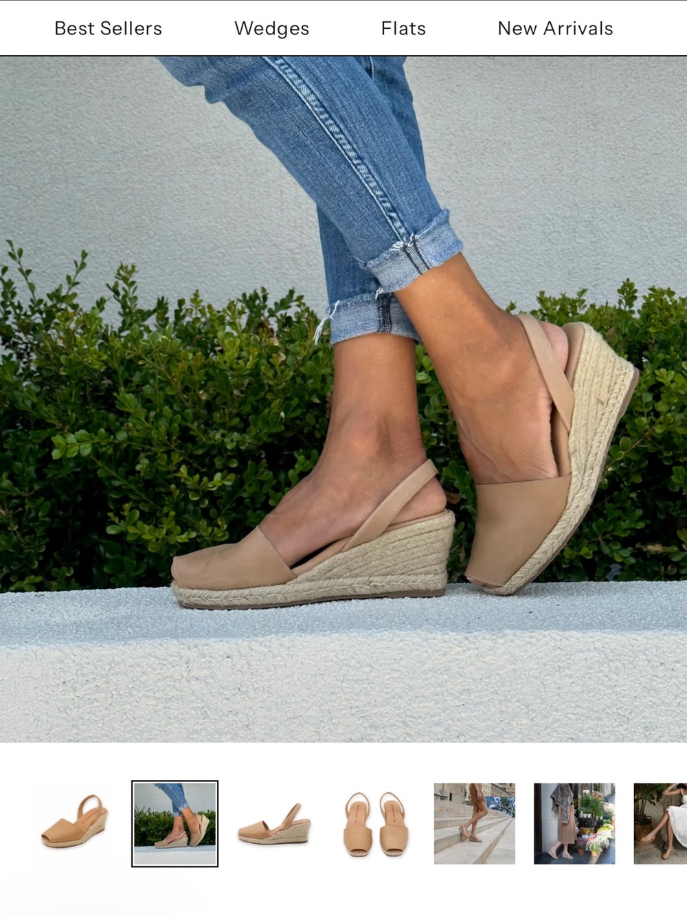 Size 41 Almond Espadrille Wedge Slingback Sandals - Almond. NBW